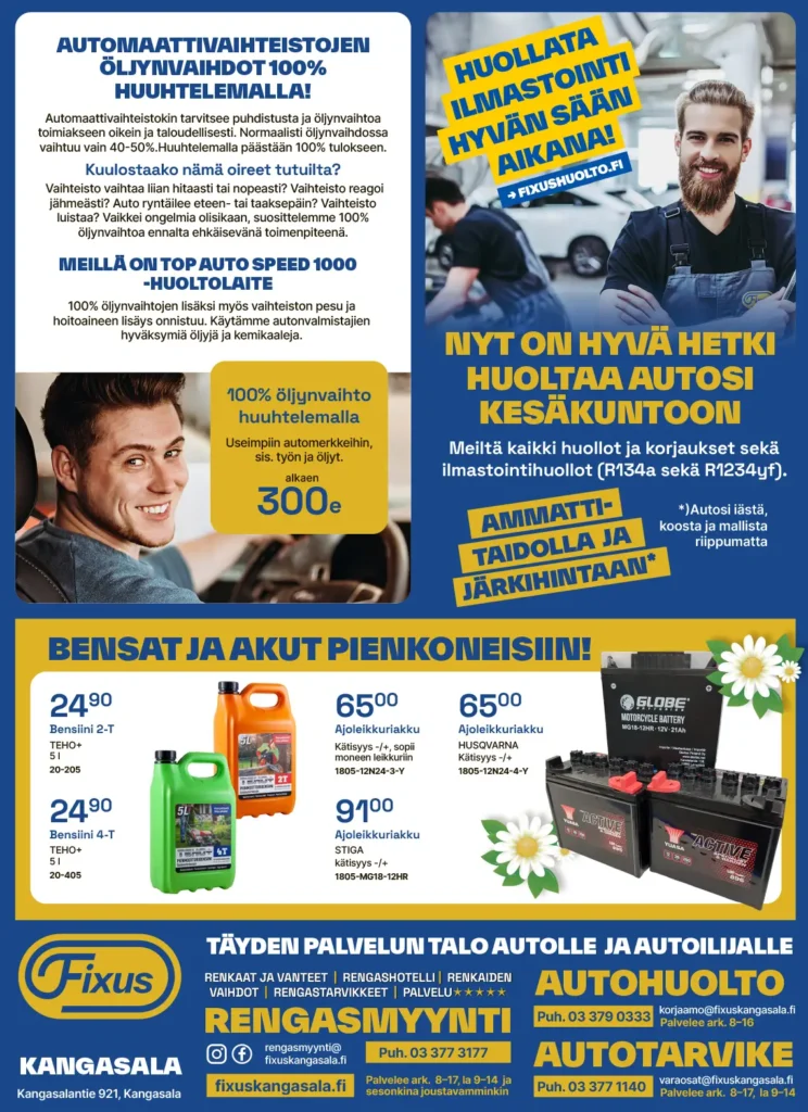 Moottoritie on jo kuuma, kesärenkaat reilulla valikoimalla ja palvelulla.